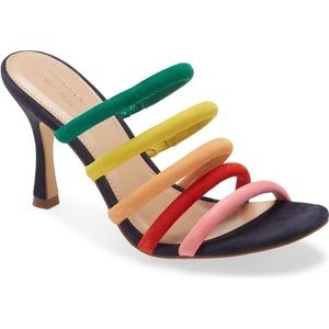 Halogen x Atlantic Pacific ambrosia slide sandal rainbow strappy heel